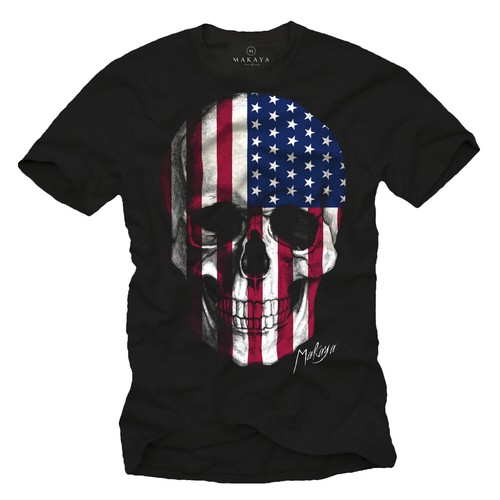 Usa skull herren shirt - usa,