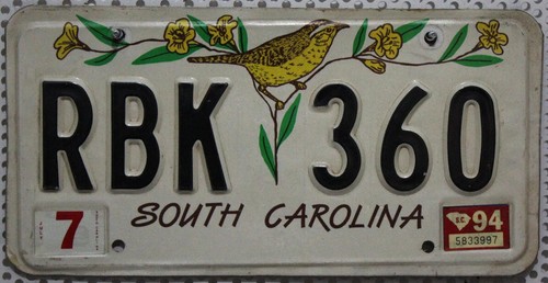 South carolina nummernschild - south,
